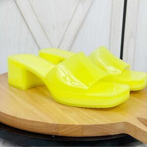 Steve Madden Harlin Chunky Jelly‎ Neon Slide Sandals Citron Yellow 9 Y2K